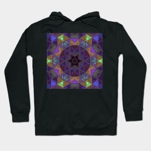 Mosaic Kaleidoscope Flower Purple Blue and Green Hoodie